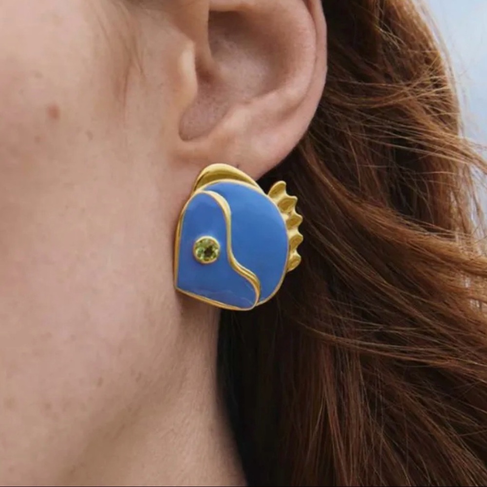 Blue Fish Earrings Trendy Jewelry
